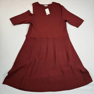 Bar III Midnight Bloom A-Line Mini Dress Womens Size XXL Rust Cold Shoulder NWT